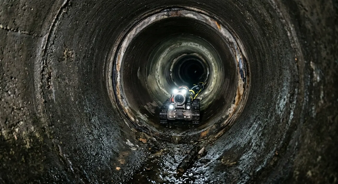 Robotic sewer camera inspecting pipe interior for Drain Snake Service in Walker
